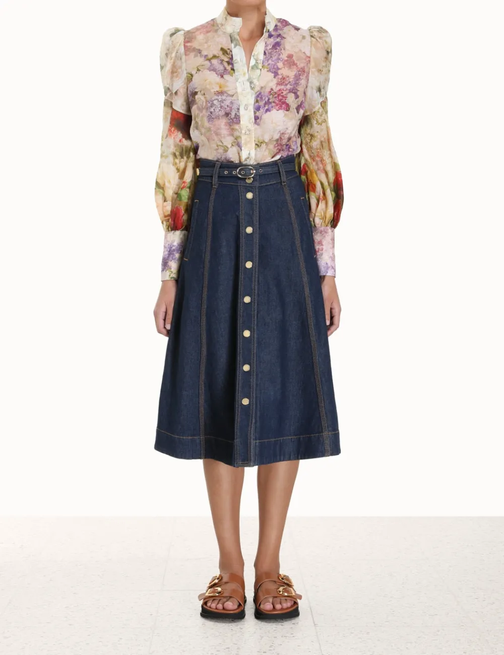 ZIMMERMANN Denim<A Line Denim Skirt