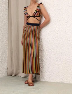ZIMMERMANN Skirts<Alight Stripe Midi Skirt