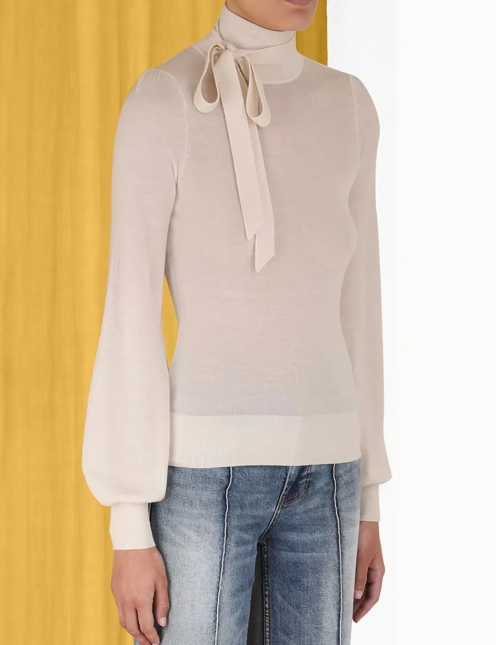 ZIMMERMANN Knitwear<Blouson Tie-Neck Sweater