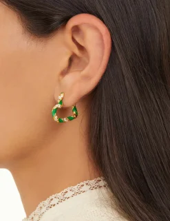 ZIMMERMANN Accessories<Candy Stripe Pave Heart Hoops