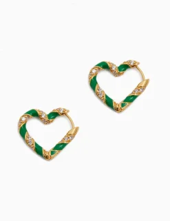 ZIMMERMANN Accessories<Candy Stripe Pave Heart Hoops
