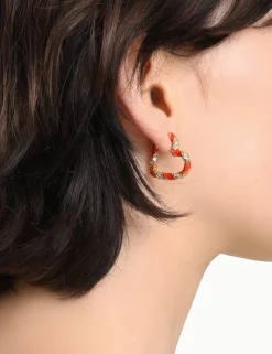 ZIMMERMANN Accessories<Candy Stripe Pave Heart Hoops