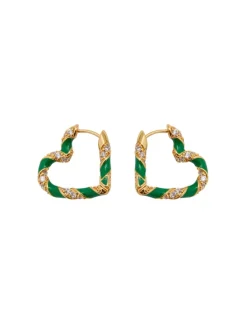 ZIMMERMANN Earrings<Candy Stripe Pave Heart Hoops