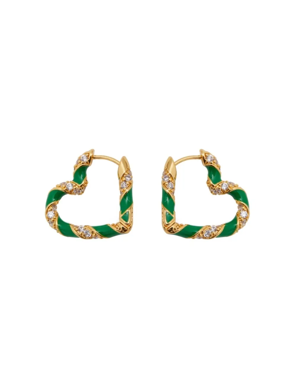 ZIMMERMANN Earrings<Candy Stripe Pave Heart Hoops