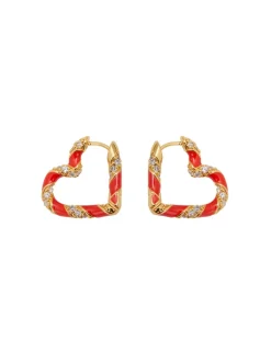ZIMMERMANN Earrings<Candy Stripe Pave Heart Hoops