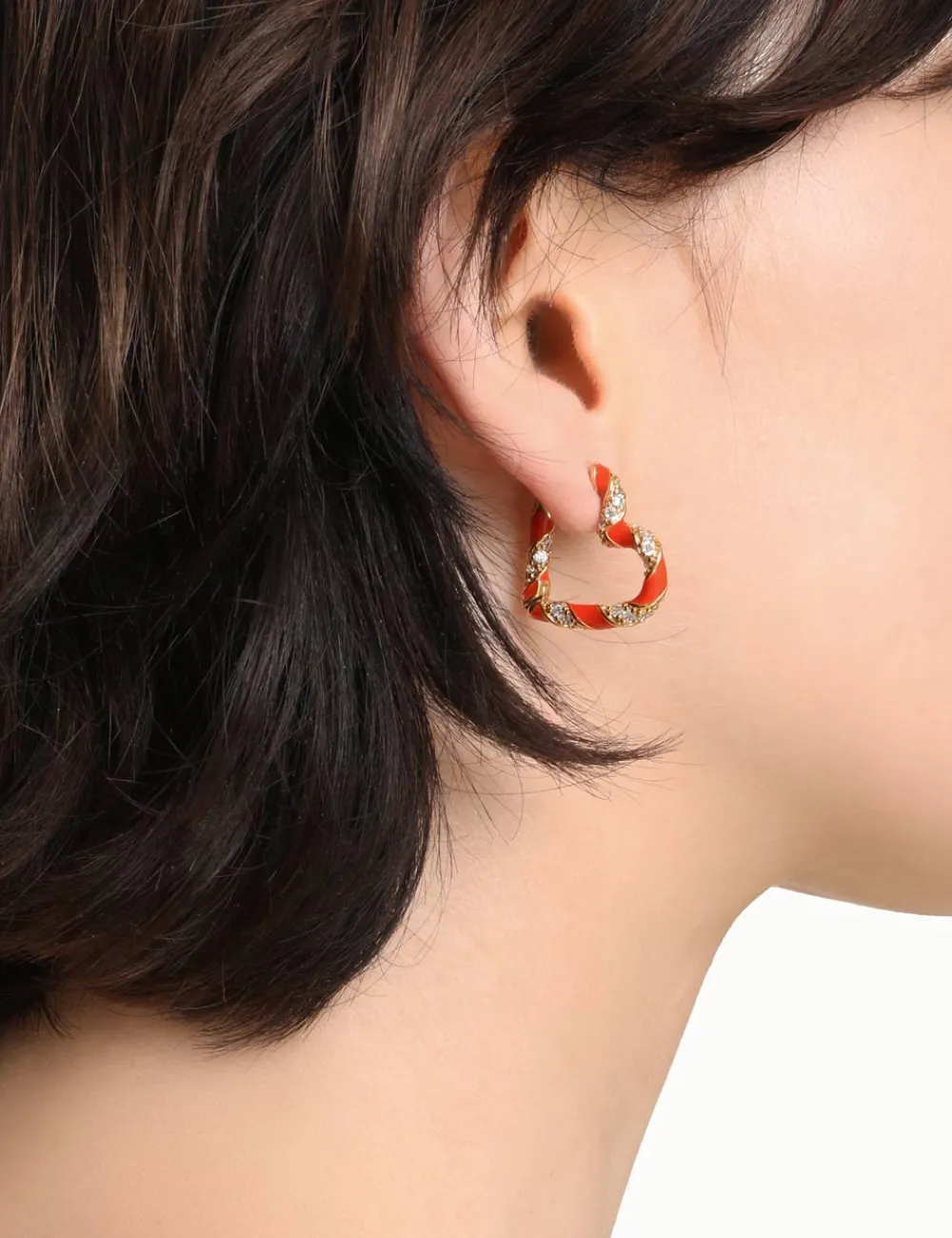 ZIMMERMANN Earrings<Candy Stripe Pave Heart Hoops