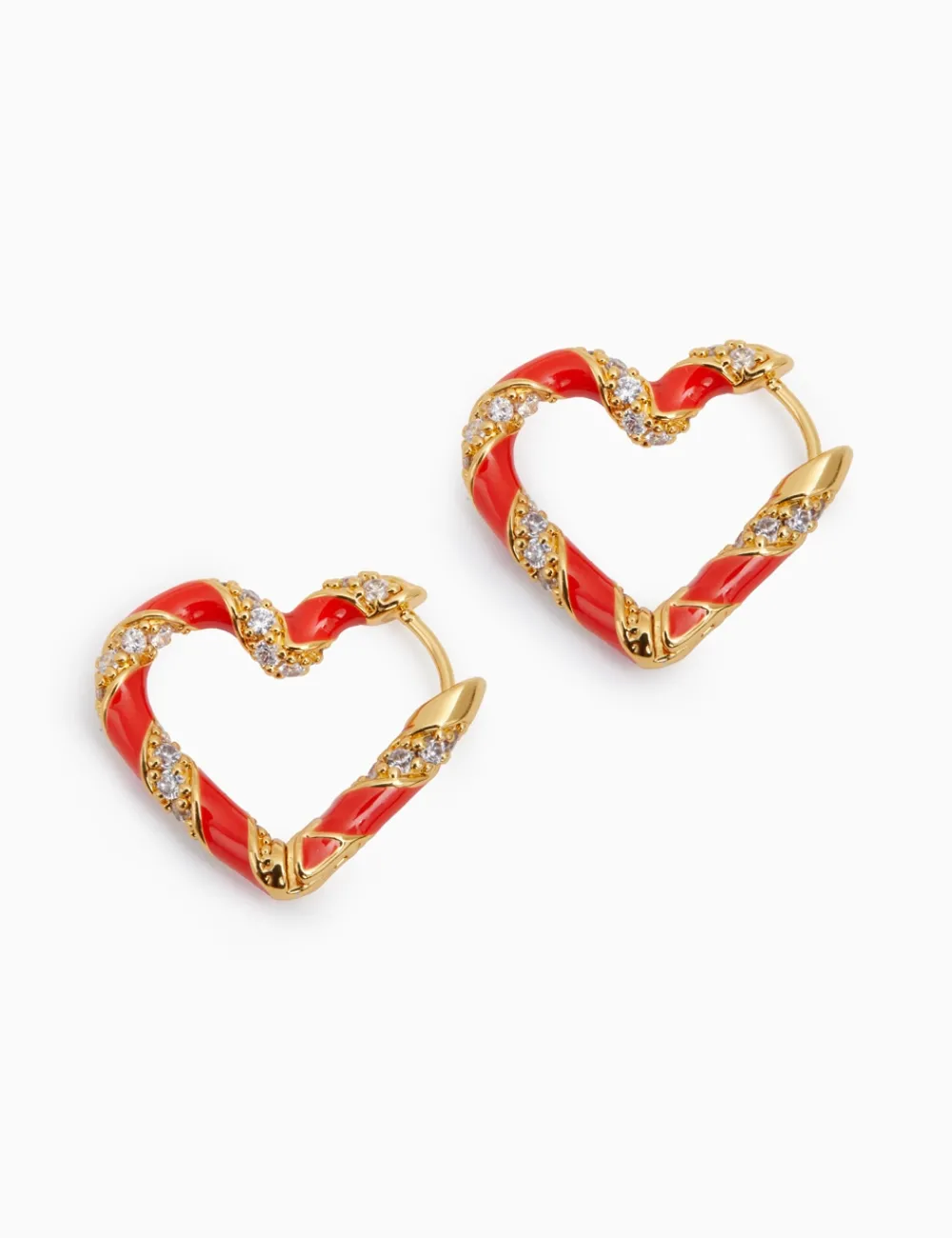 ZIMMERMANN Earrings<Candy Stripe Pave Heart Hoops