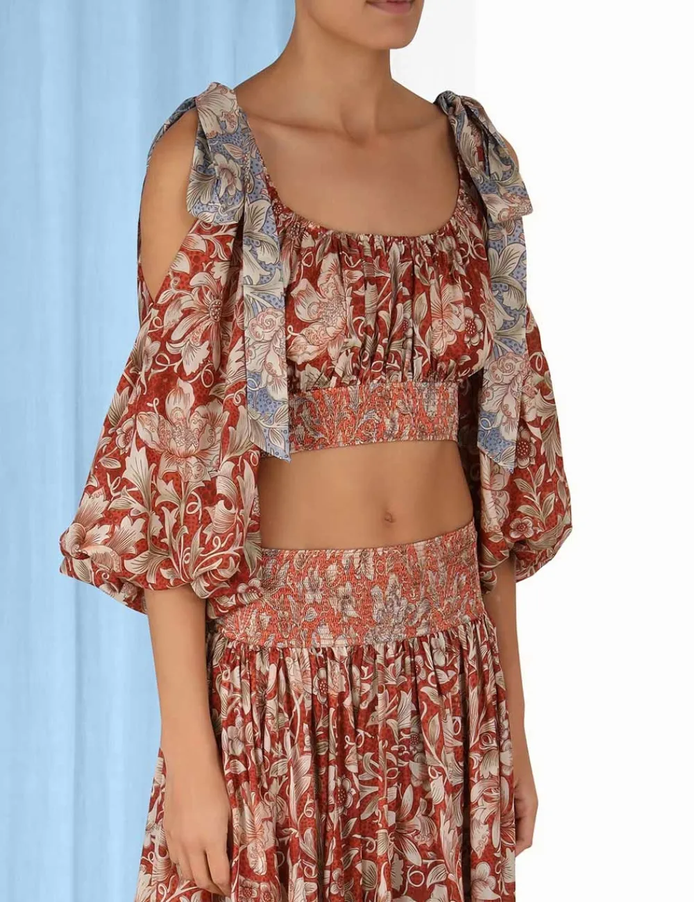 ZIMMERMANN Tops<Chintz Billow Sleeve Crop Top