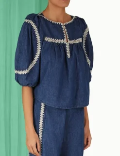 ZIMMERMANN Tops<Chintz Denim Smock Top
