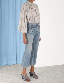 ZIMMERMANN In Denim<Chintz Striped Billow Blouse
