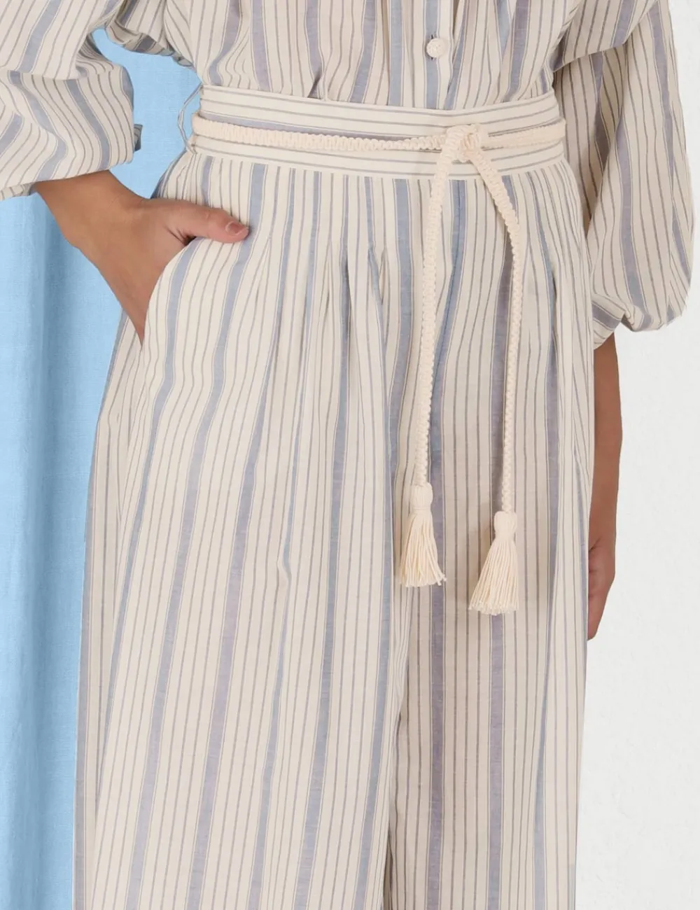 ZIMMERMANN In Denim<Chintz Striped Relaxed Pant