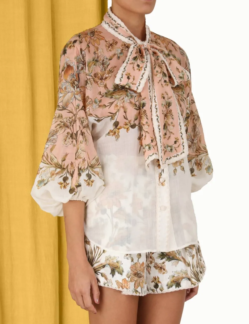 ZIMMERMANN In Denim<Chintz Tie Neck Blouse