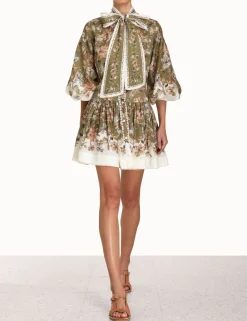 ZIMMERMANN In Denim<Chintz Tie Neck Mini Dress