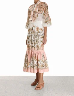 ZIMMERMANN In Denim<Chintz Tiered Midi Skirt