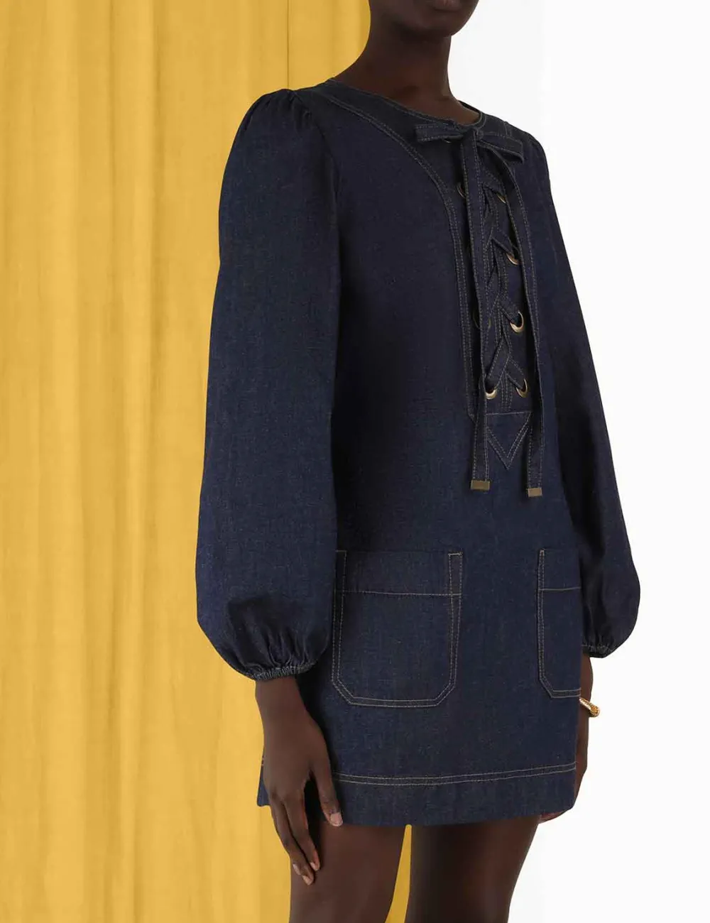 ZIMMERMANN In Denim<Devi Lace Up Tunic Dress