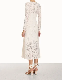 ZIMMERMANN Clothing<Devi Panelled Lace Midi Dress
