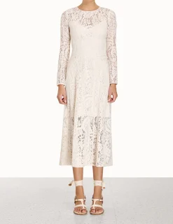 ZIMMERMANN Dresses & Coverups<Devi Panelled Lace Midi Dress