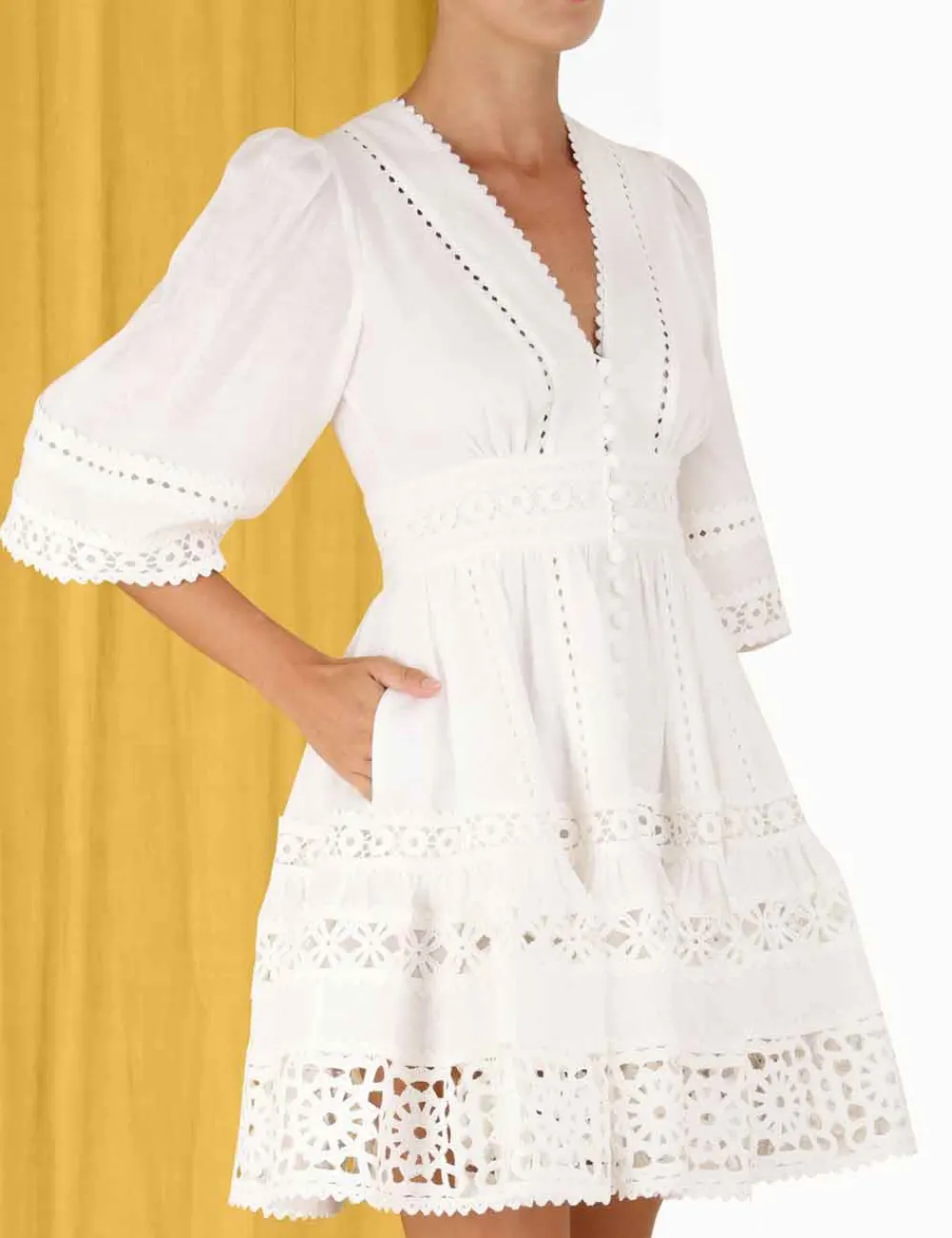 ZIMMERMANN Clothing<Devi Spliced Billow Mini Dress