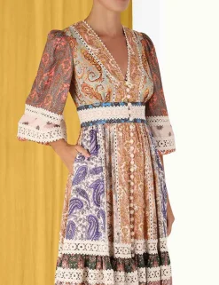 ZIMMERMANN Clothing<Devi Spliced Midi Dress
