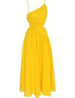 ZIMMERMANN Clothing<Ginger Asymmetric Midi Dress