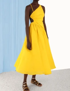 ZIMMERMANN Clothing<Ginger Asymmetric Midi Dress
