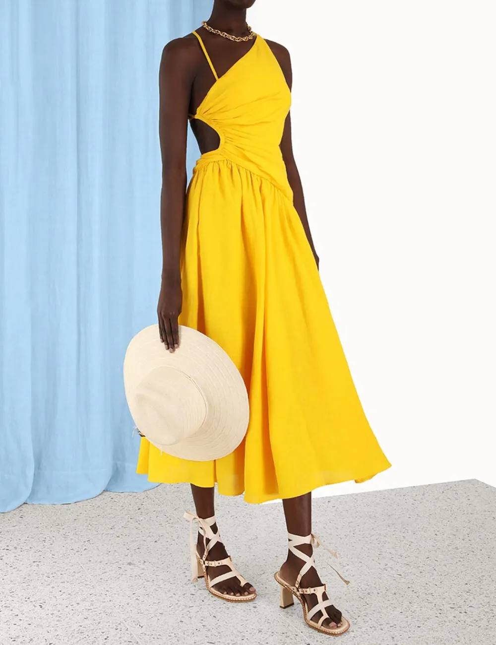 ZIMMERMANN Clothing<Ginger Asymmetric Midi Dress