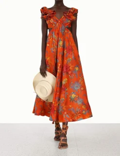 ZIMMERMANN Clothing<Ginger Frill Midi Dress