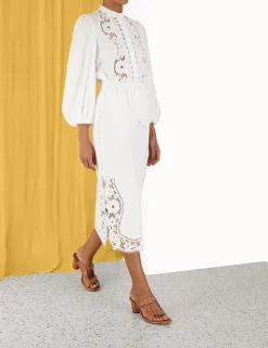 ZIMMERMANN Clothing<Halcyon Broderie Skirt