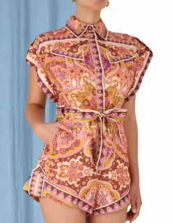 ZIMMERMANN Clothing<Halcyon Cuffed Playsuit