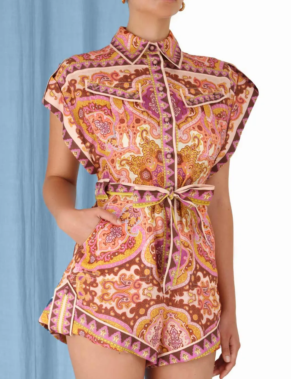 ZIMMERMANN Clothing<Halcyon Cuffed Playsuit