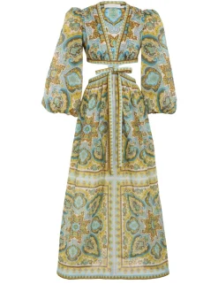 ZIMMERMANN Clothing<Halcyon Tie Front Midi Dress