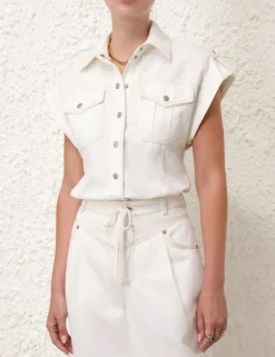 ZIMMERMANN Clothing<Junie Denim Utility Shirt