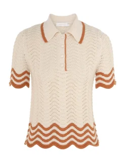 ZIMMERMANN Tops<Junie Textured Knit Polo