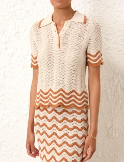 ZIMMERMANN Clothing<Junie Textured Knit Polo