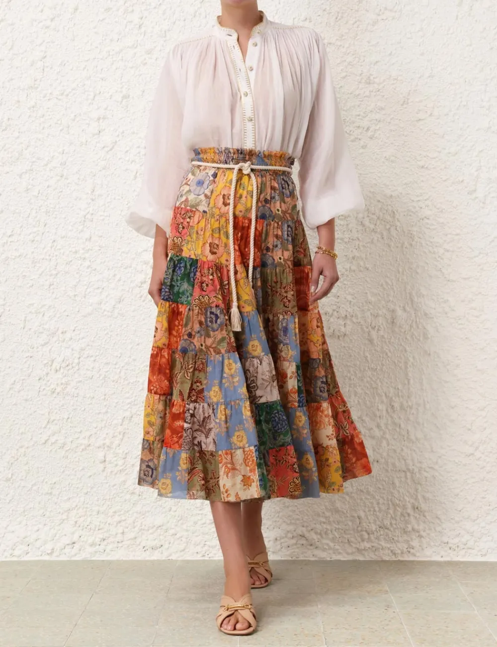 ZIMMERMANN Skirts<Junie Tiered Midi Skirt