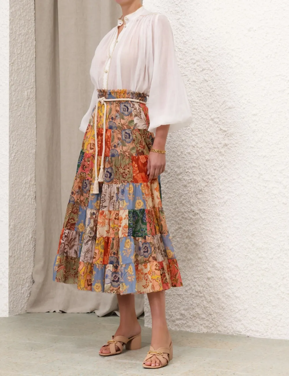 ZIMMERMANN Skirts<Junie Tiered Midi Skirt
