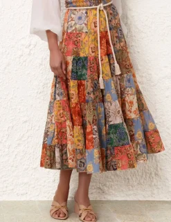 ZIMMERMANN Skirts<Junie Tiered Midi Skirt