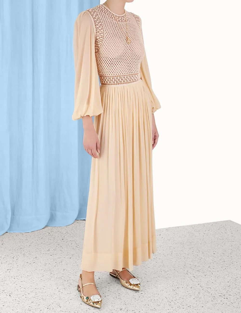 ZIMMERMANN Dresses<Luminosity Crochet Bodice Midi