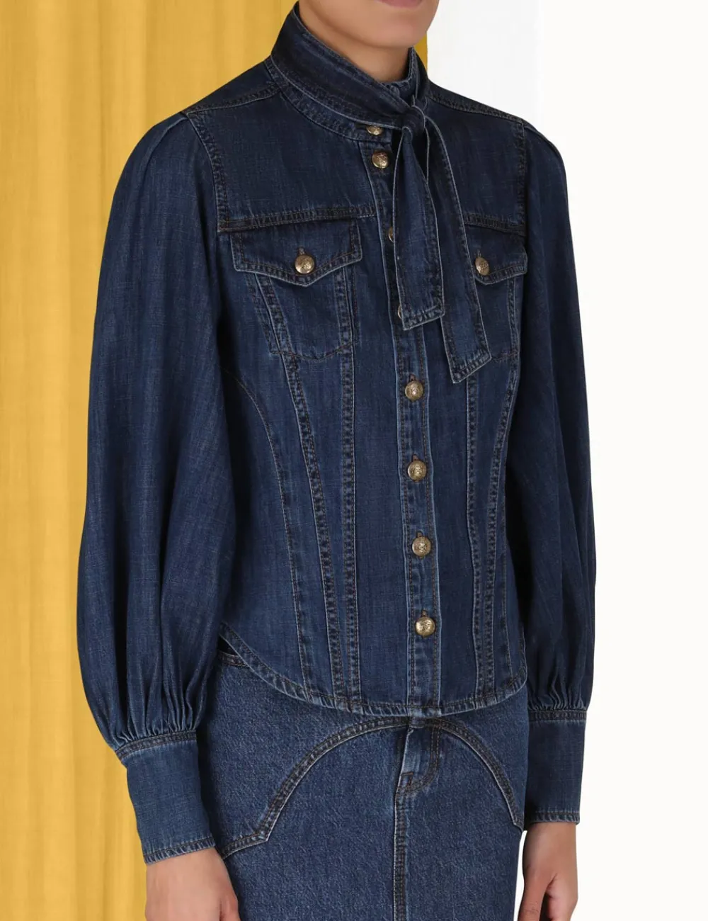 ZIMMERMANN Luminosity<Luminosity Denim Corset Shirt