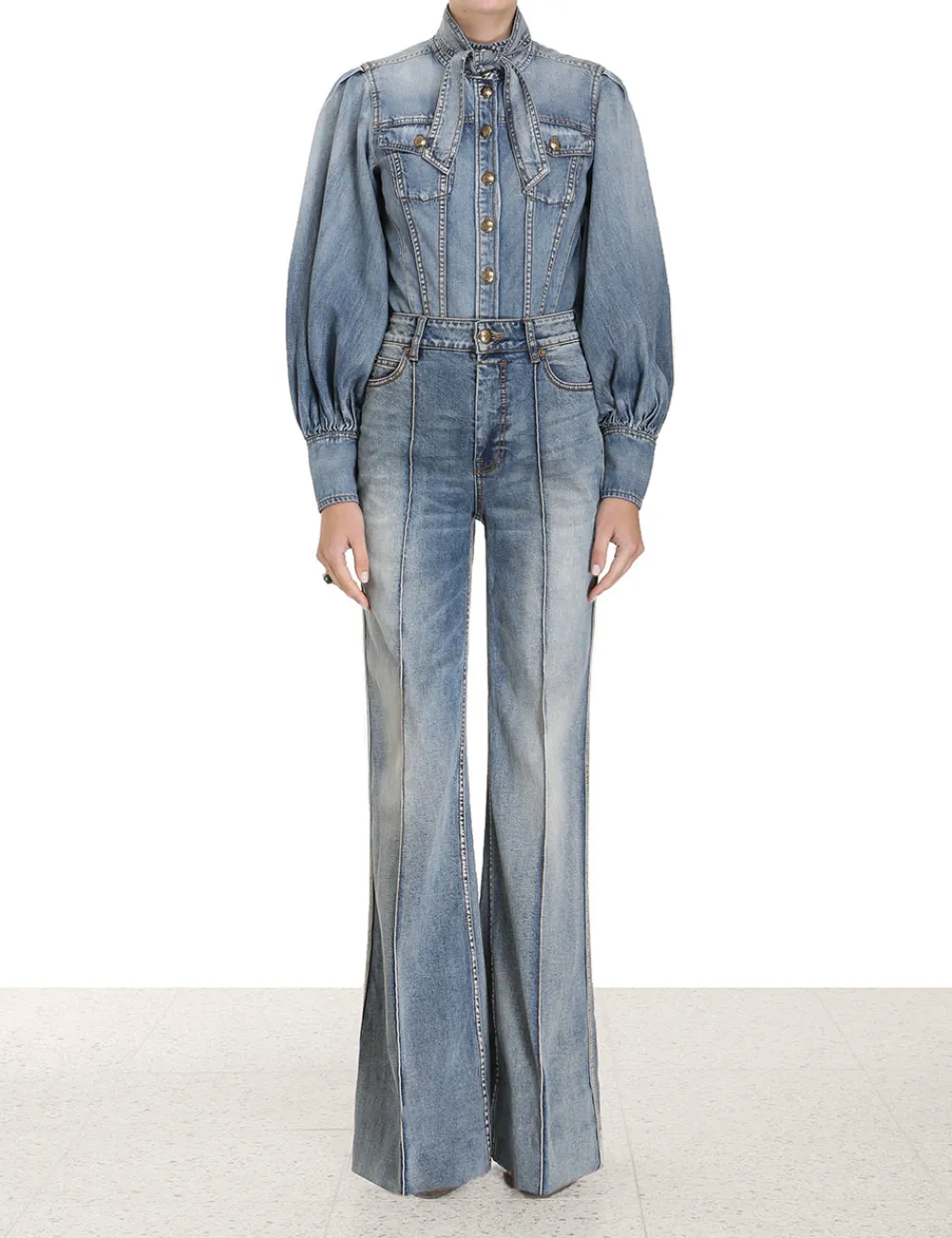 ZIMMERMANN Clothing<Luminosity Denim Corset Shirt