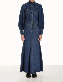 ZIMMERMANN Tops<Luminosity Denim Corset Shirt