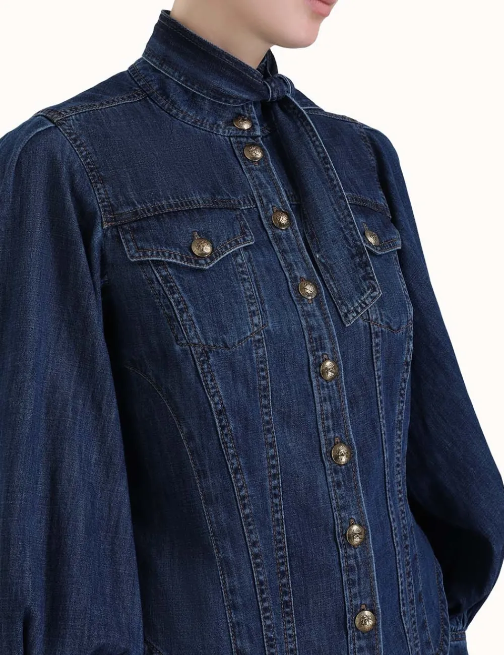 ZIMMERMANN Tops<Luminosity Denim Corset Shirt