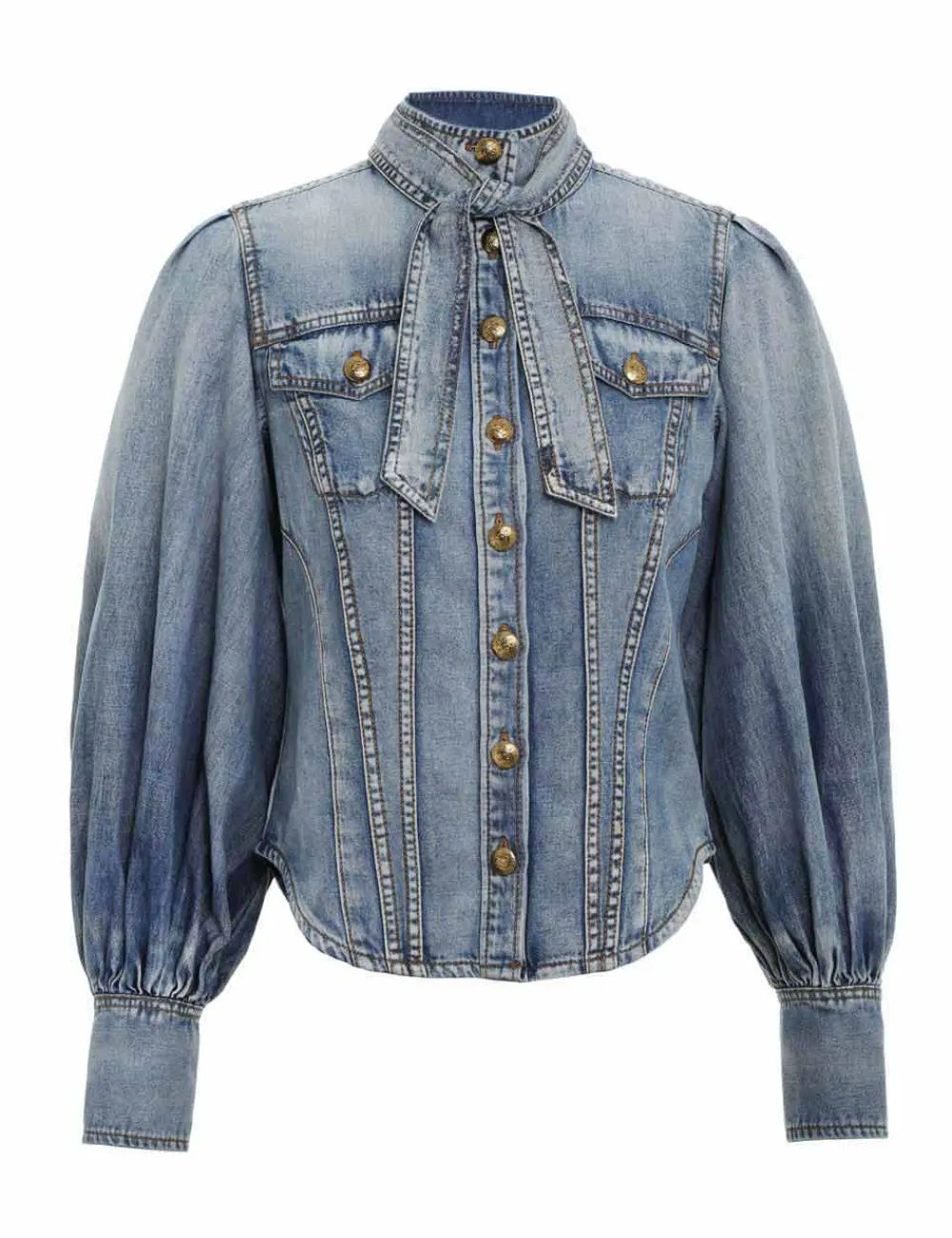 ZIMMERMANN Denim<Luminosity Denim Corset Shirt