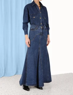 ZIMMERMANN Skirts<Luminosity Denim Maxi Skirt