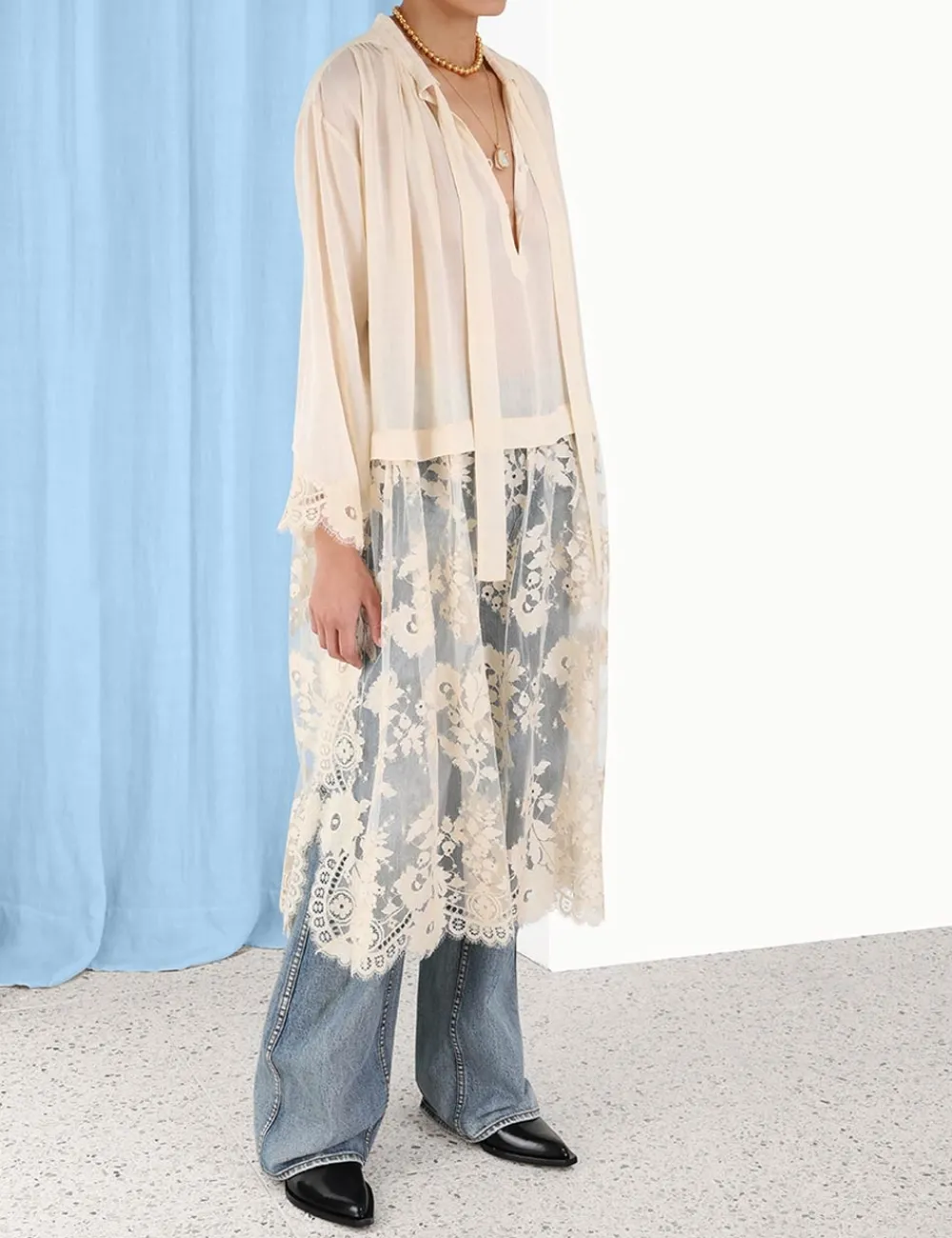 ZIMMERMANN In Denim<Luminosity Lace Shirt