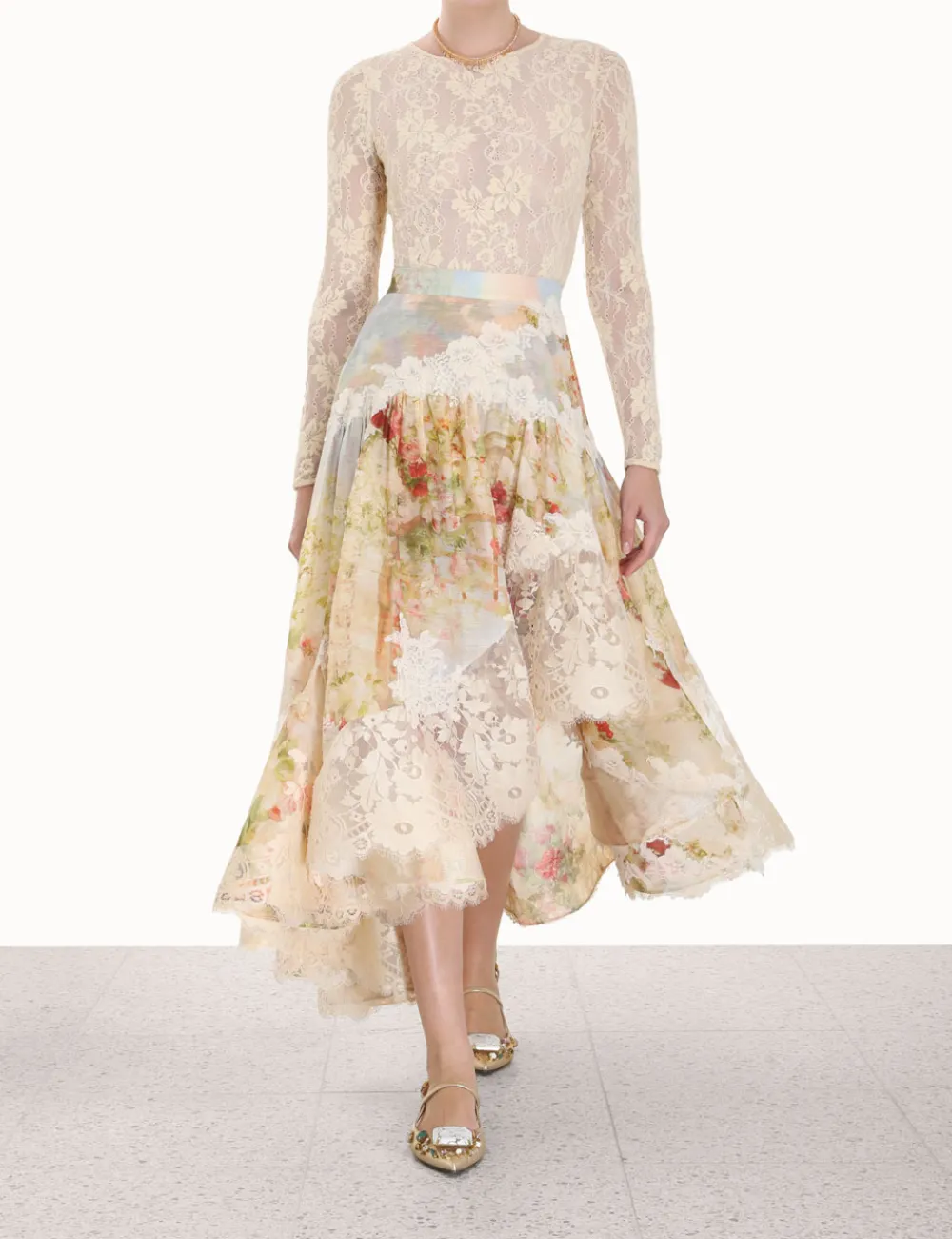 ZIMMERMANN Skirts<Luminosity Lace Spliced Skirt