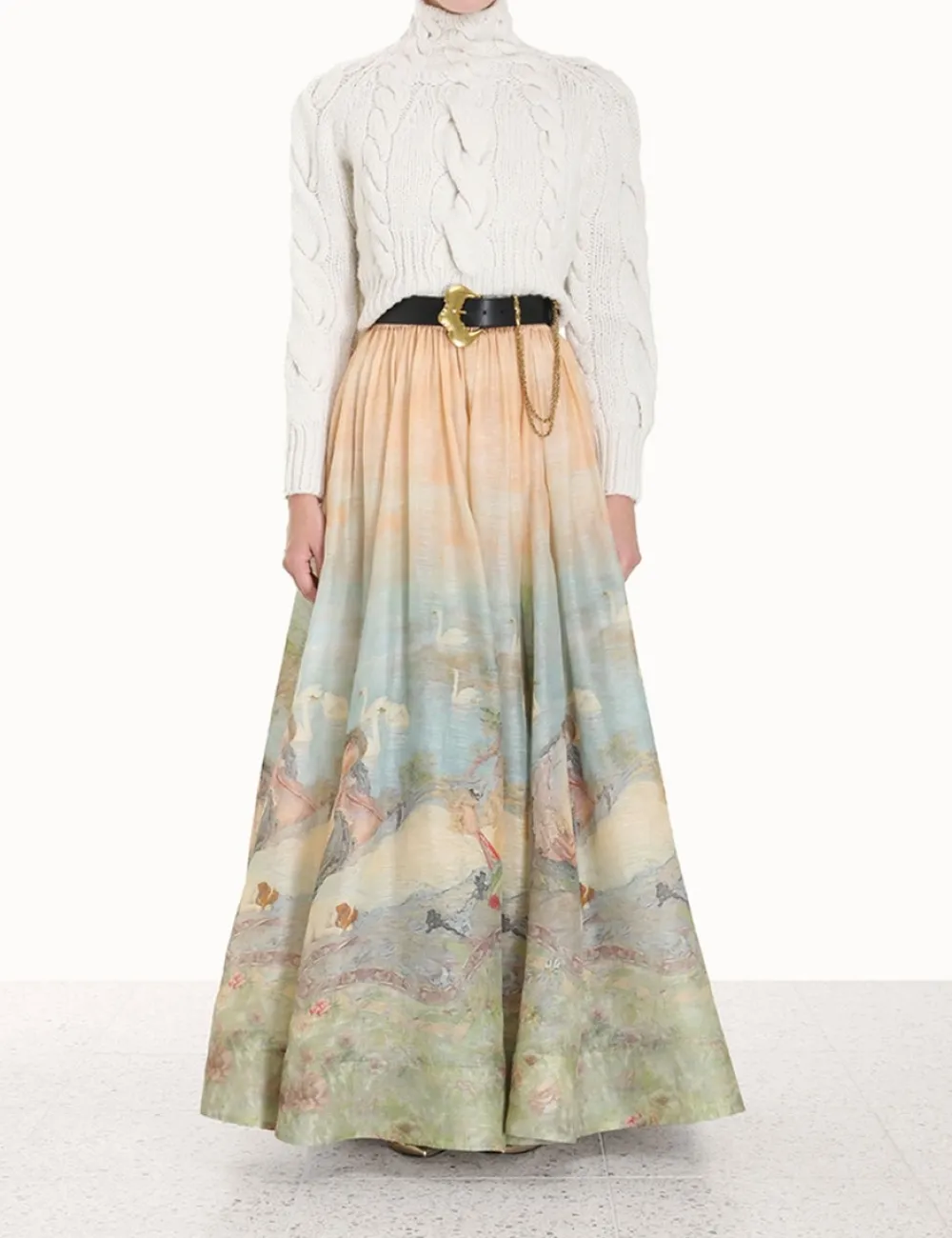 ZIMMERMANN In Denim<Luminosity Ruched Maxi Skirt