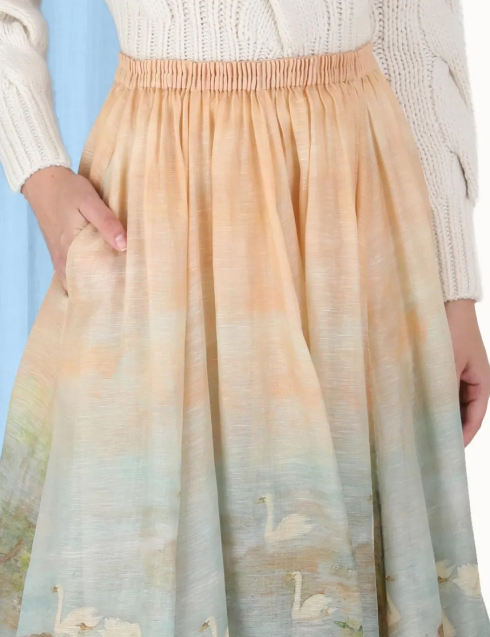 ZIMMERMANN In Denim<Luminosity Ruched Maxi Skirt