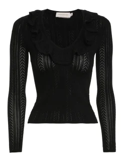 ZIMMERMANN Knitwear<Luminosity V-Neck Ruffle Top