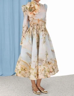 ZIMMERMANN Dresses<Lyrical Ruched Midi Dress